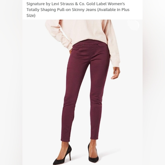 Signature by Levis Strauss Modern Contouring Stretch Jegging Pants Burgundy - Picture 4 of 16